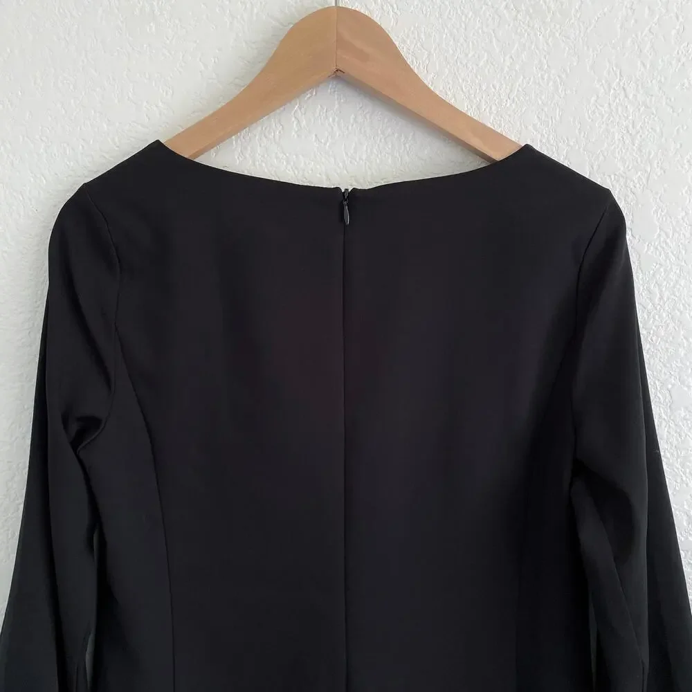 NWT Banana Republic Black Shift Mini Dress 3/4 Sleeves Pleated Cuff Size‎ 6